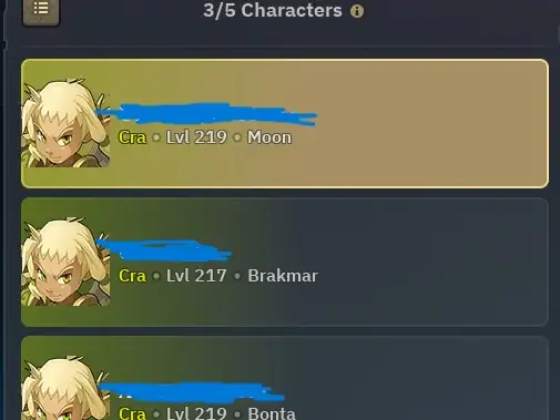 Vends team complète wakfu lvl 215 (3 personnage par compte) - Image 1